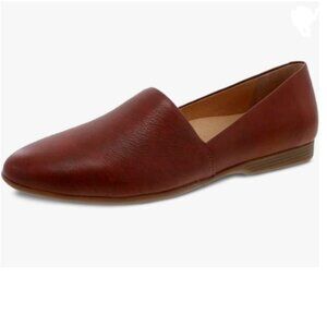 FOWT Wine Closed Almond Toe Pumps Solid Color Loafer Flats Slip On Cozy Shoes